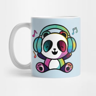 Happy Panda Bear with headphones Mug